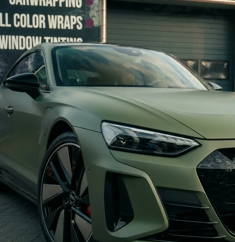Audi RS5 matte military green colour change wrap — Wrap My Ride Putte