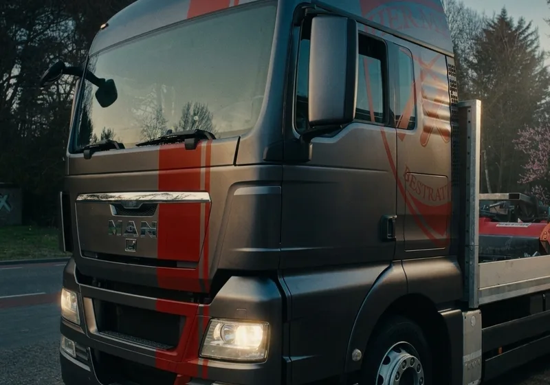 MAN truck red striping accent