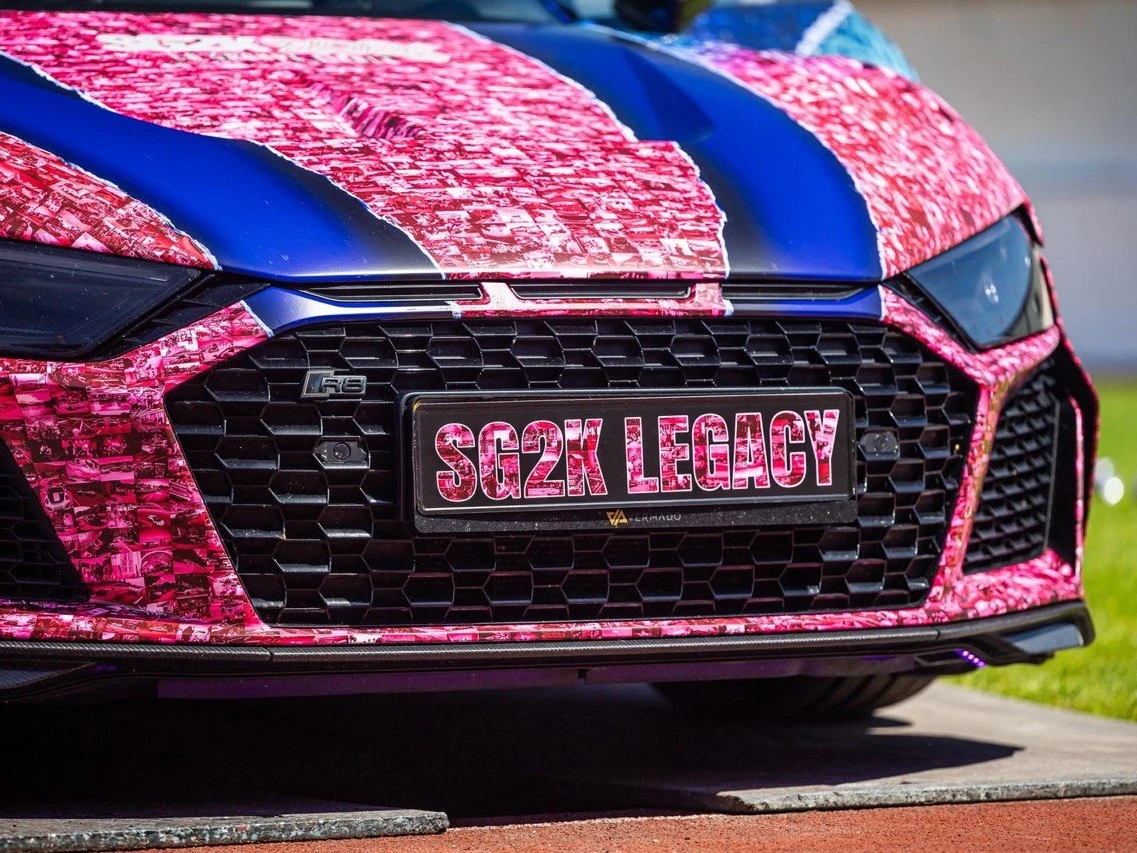 Audi R8 Black Onyx custom livery wrap — detail grille — FRD × WMR